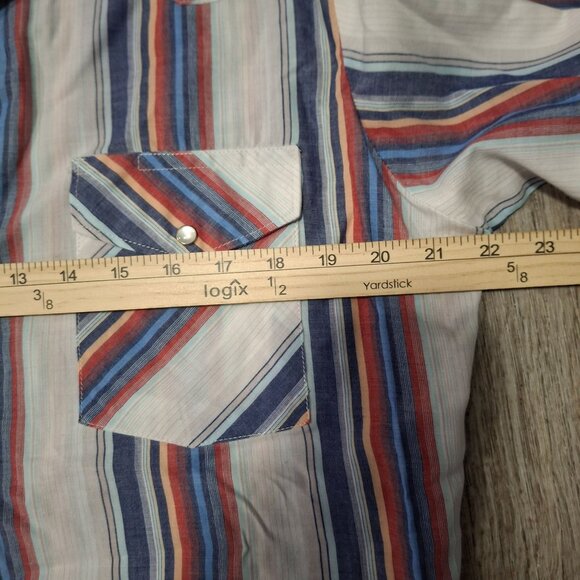 Rustler Mens Long Sleeve Western Pearl Snap Shirt Size XL Tall Striped Cotton - Picture 4 of 5
